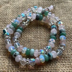Mystical Dream Necklace Labradorite , Crystal Rose quarts Aventurine New